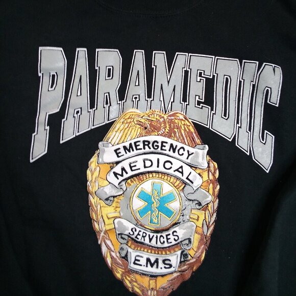 Vintage 90s Paramedic EMS Spell Out Emblem Crewneck Sweatshirt - Picture 1 of 6